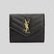 SAINT LAURENT YSL Cassandre Matelasse Multi-Folded Wallet In Grain De Poudre Leather Black RB-692061BOW01