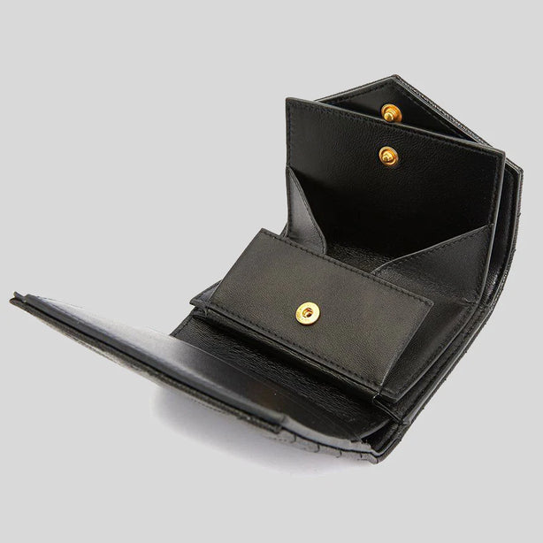 SAINT LAURENT YSL Cassandre Matelasse Multi-Folded Wallet In Grain De Poudre Leather Black RB-692061BOW01