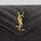 SAINT LAURENT YSL Cassandre Matelasse Multi-Folded Wallet In Grain De Poudre Leather Black RB-692061BOW01