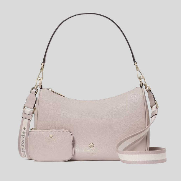 KATE SPADE Emma Pebbled Leather Medium Shoulder Bag Cozy Grey RB-KK068