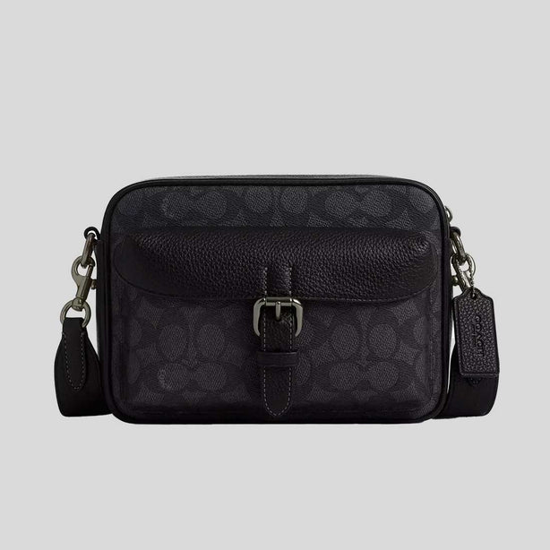COACH Warner Crossbody Bag In Signature Canvas Charcoal/Black RB-CW217