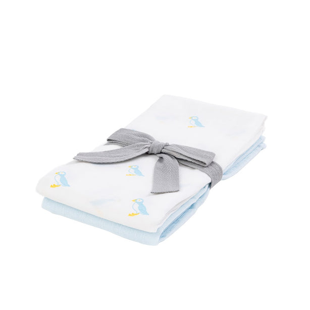 PUFFIN Bamboo Cotton Muslin Swaddle Blankets – 2 pack