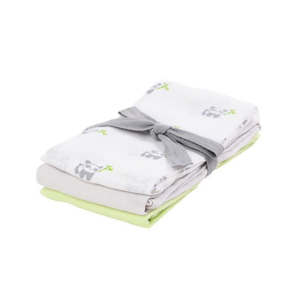 PANDA Bamboo Cotton Muslin Squares – 3 pack