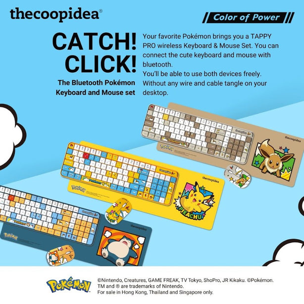 thecoopidea Pokemon TAPPY Pro Bluetooth & Wireless Keyboard & Mouse Set
