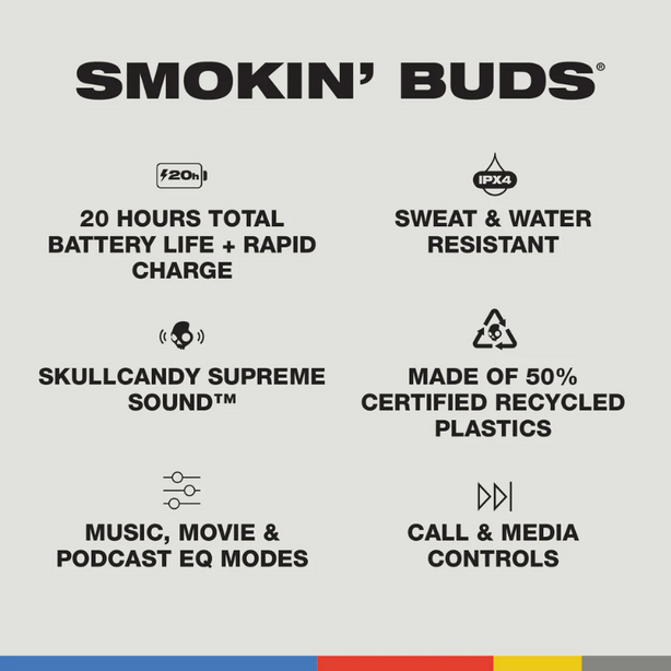 Skullcandy Smokin Buds True Wireless In-Ear Earbuds