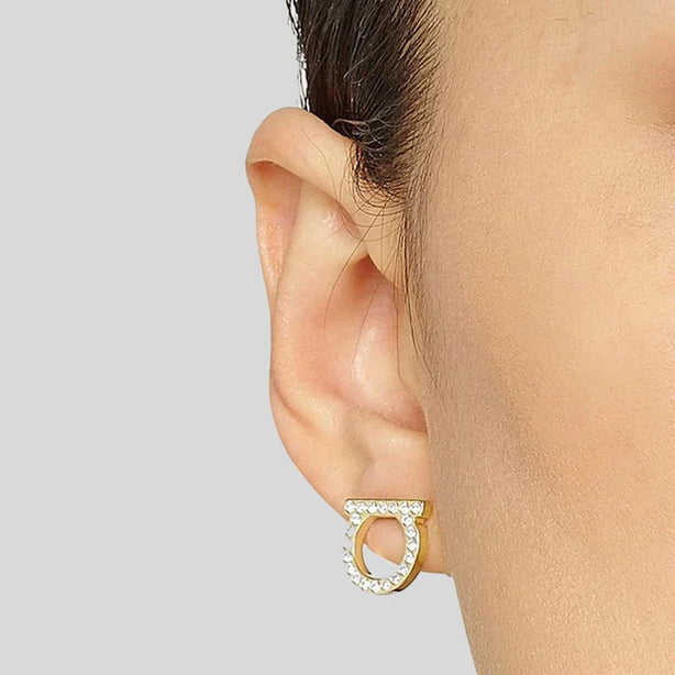 FERRAGAMO Orecchini Gancini Crystals In Gold Color RB-696573