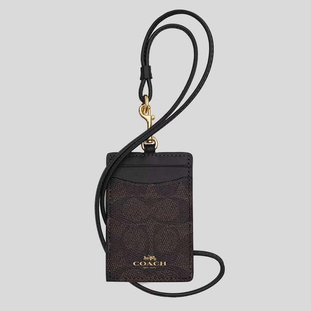 COACH ID Lanyard In Signature Canvas Walnut/Black RB-CZ285