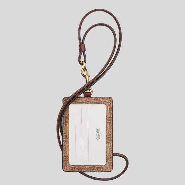 COACH ID Lanyard In Signature Canvas Tan/Brown RB-CZ285