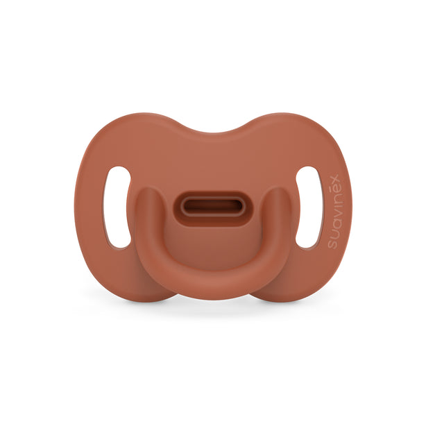 Suavinex Colour Essence All Silicone Soother with SX Pro Physiological Teat 0-6M - Brick Red