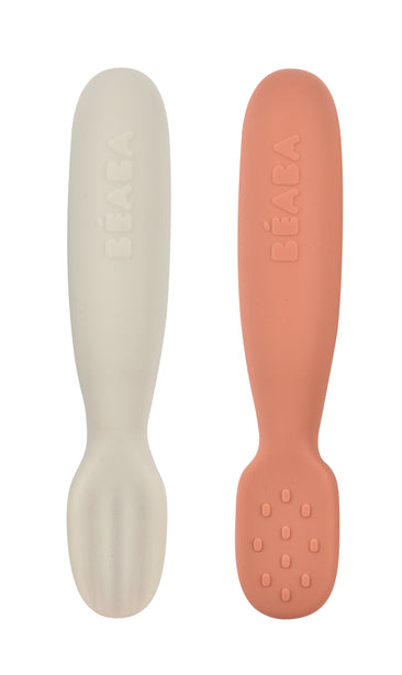 Beaba Silicone Pre-Spoons 2 Pack - Terracotta/Velvet Grey