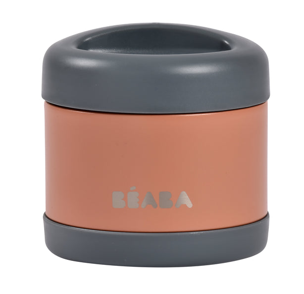 Beaba Stainless Steel Food Container 500ml - Terracotta/Mineral Grey