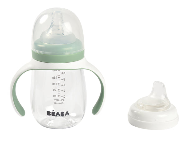 Beaba 2 in 1 Bottle to Sippy Learning Cup 210ml - Sage Green