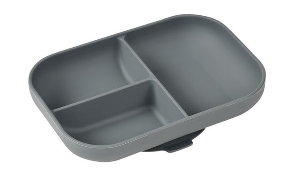 Beaba Silicone Suction Divided Plate - Mineral Grey