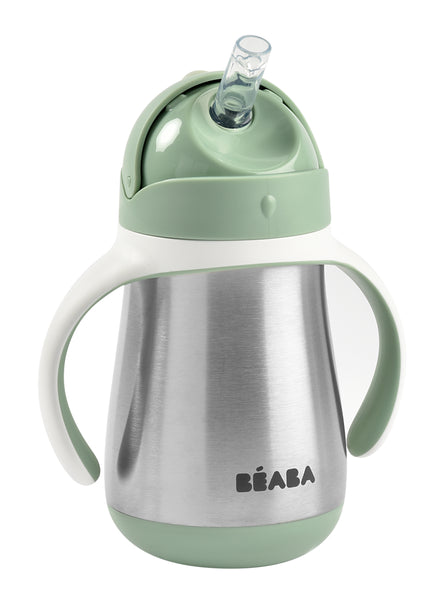 Beaba Stainless Steel Straw Cup 250ml - Sage Green