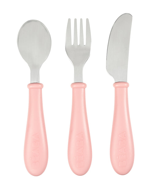 Beaba Stainless Steel Training Cutlery 3 Piece Set - Vintage Pink