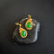 Ondeh-Ondeh Kueh Koci Wrap Green Jade Gold Earrings