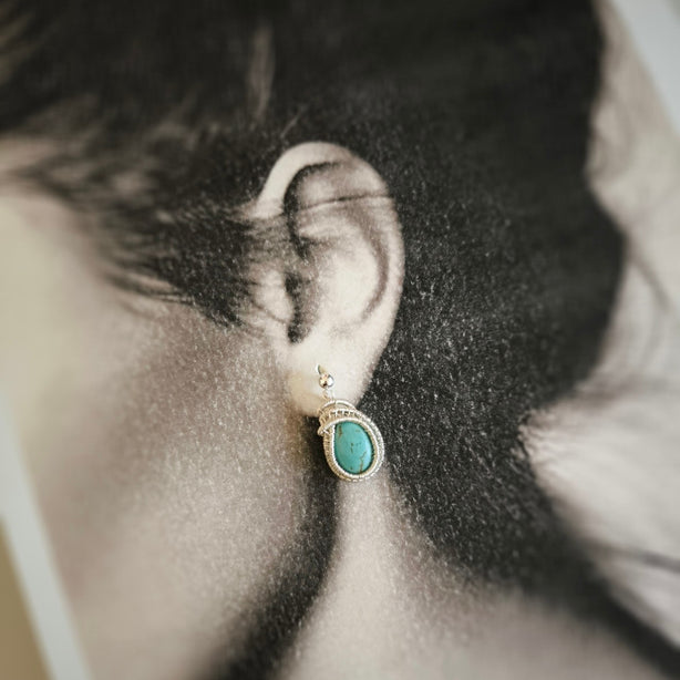 Blue Moon Kueh Koci Wrap Turquoise Silver Earrings