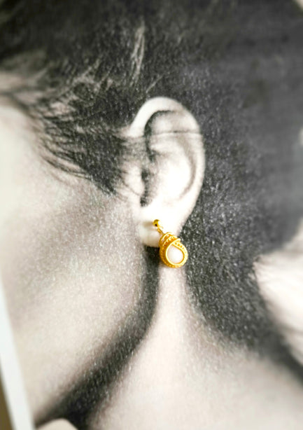 Ice Kueh Koci Wrap White Jade Gold Earrings