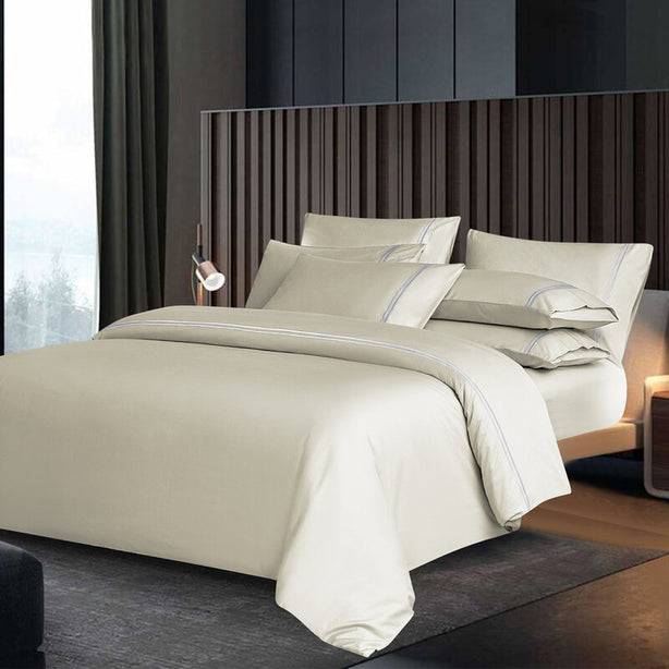 Elegant Beige Fitted Sheet Set 100% USA Cotton