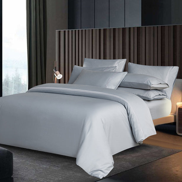 Elegant Silver Fitted Sheet Set 100% USA Cotton