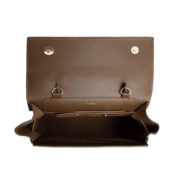 X Nihilo Bank Leather Handbag Work Bag Walnut