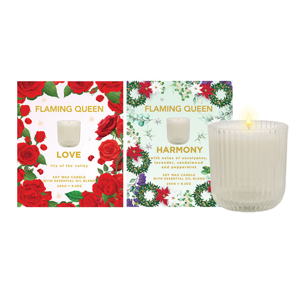 Flaming Queen 2 x 260g Soy Candle - Love & Harmony (U.P : $79 ea.)