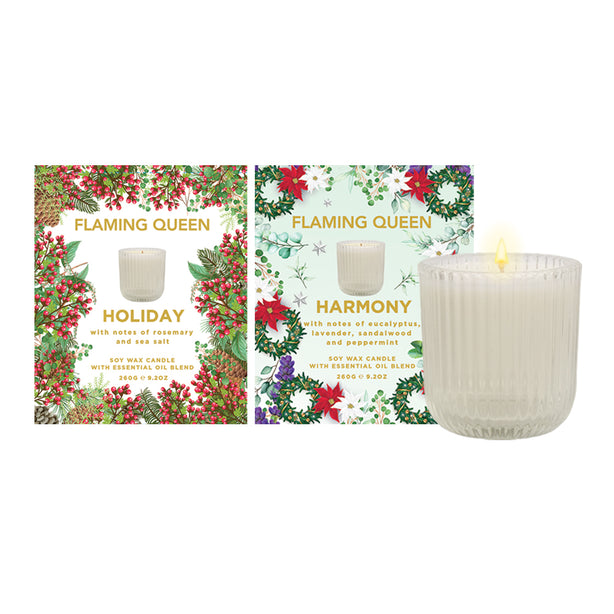 Flaming Queen 2 x 260g Soy Candle - Holiday & Harmony (U.P : $79 ea.)