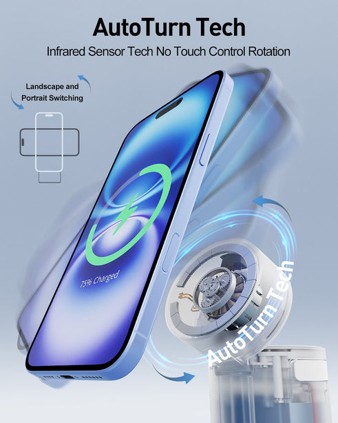 iWALK Power Stand 10000 QI2 3-in-1 Wireless Charger White with Auto Rotation