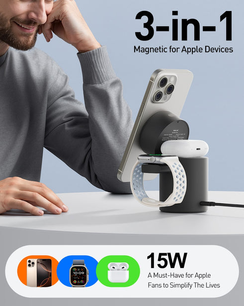 iWALK Power Stand 10000 3-in-1 Wireless Charger Black with Auto Rotation