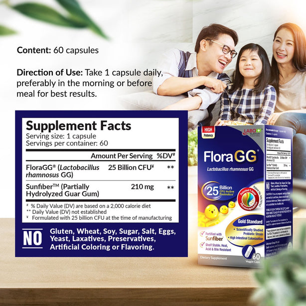 LABO Nutrition FloraGG with Sunfiber for Immunity Digestion Skin Health & Bowels