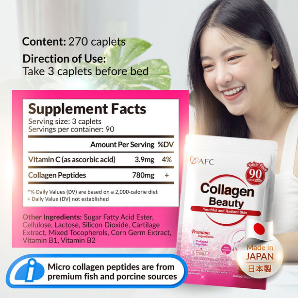 AFC Collagen Beauty Supplement - Brighten Hydrate Anti-aging & Lessen Wrinkles