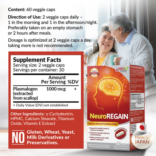LABO NeuroREGAIN Plasmalogens Brain Memory, Mental Clarity & Cognitive Health