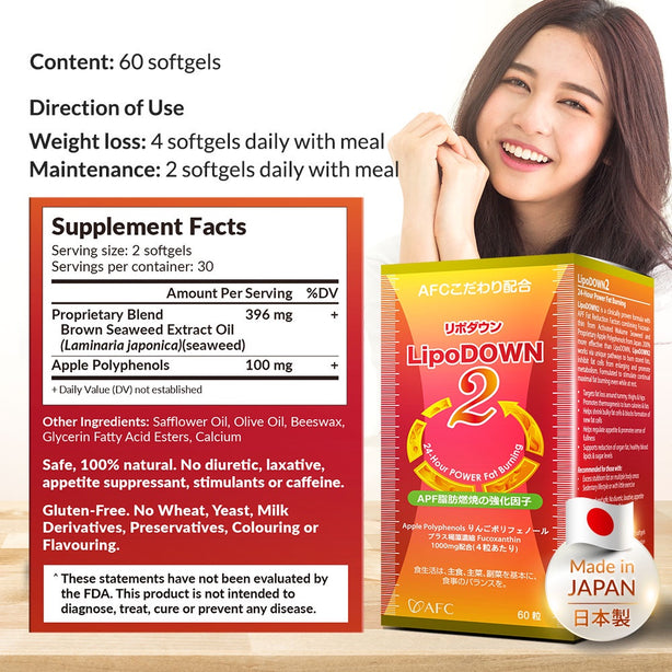 AFC LipoDOWN2 Weight Loss Slimming Fat Burner Appetite Control Boost Metabolism