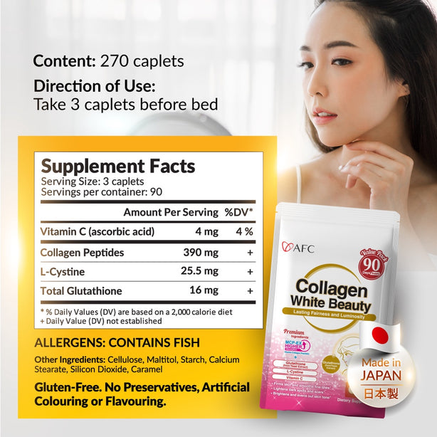 AFC Collagen White Beauty Glutathione for Skin Whitening Fair & Bright Complexion