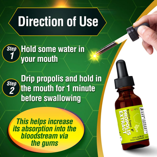 AFC Brazilian Green Propolis Extract Cough Sore Throat Flu Mouth Ulcer & Allergy