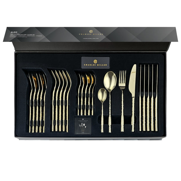 Charles Millen Signature Collection Aldo Cutlery Set, Gold Mirror Finshed
