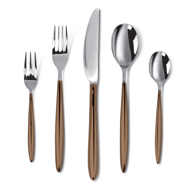 Charles Millen Signature Collection Adelia 20 Piece Cutlery Set, Stainless Steel Mirror Finished With Bronze Handle