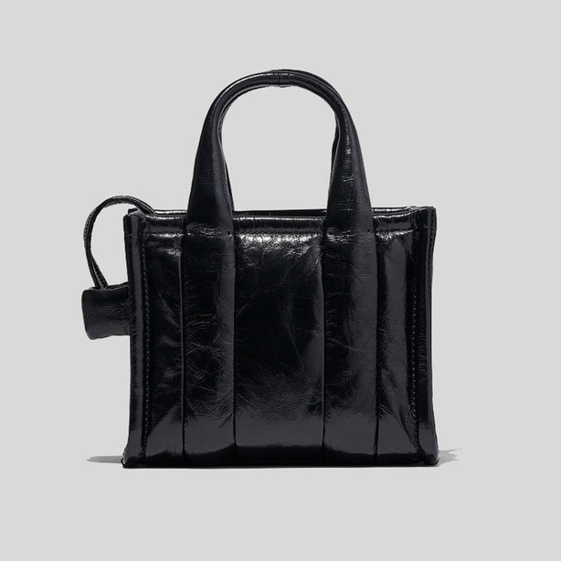 Marc Jacobs The Shiny Crinkle Leather Mini Tote Black RS-H064L03FA22
