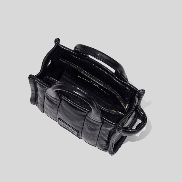 Marc Jacobs The Shiny Crinkle Leather Mini Tote Black RS-H064L03FA22