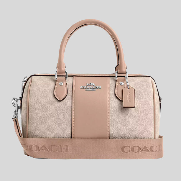 COACH Rowan Satchel Bag In Signature Canvas Sand/Taupe RS-CW376