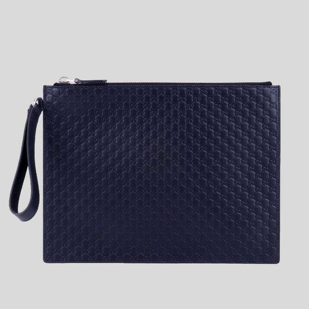 GUCCI Unisex Micro GG Leather Clutch Navy RB-544477