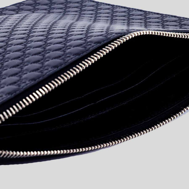 GUCCI Unisex Micro GG Leather Clutch Navy RB-544477