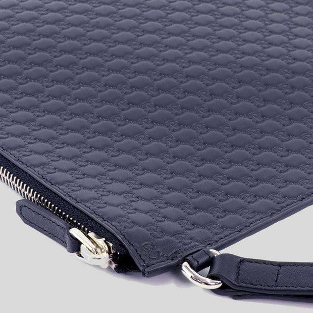 GUCCI Unisex Micro GG Leather Clutch Navy RB-544477