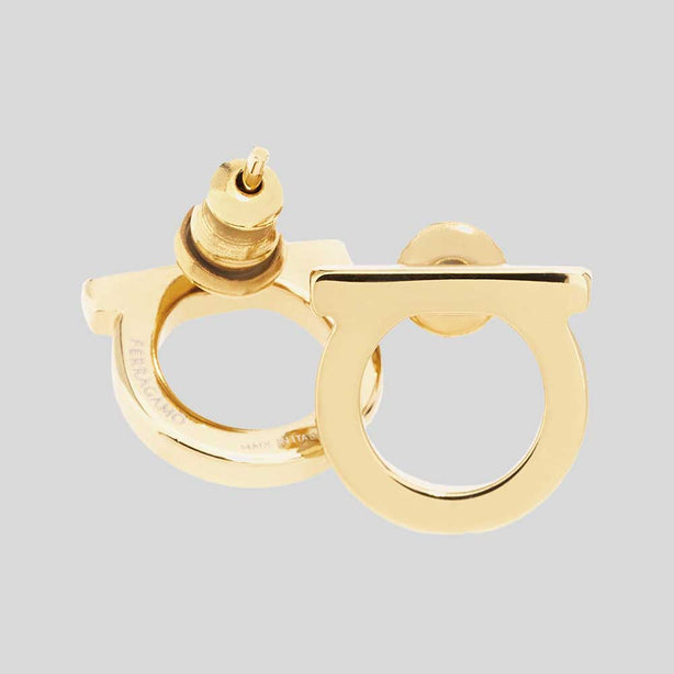 FERRAGAMO Gancini Earrings (L) Gold Color RB-696429