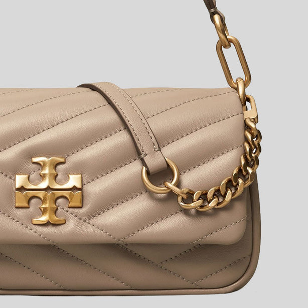 TORY BURCH Small Kira Chevron Flap Shoulder Bag Grey Heron RS-90456