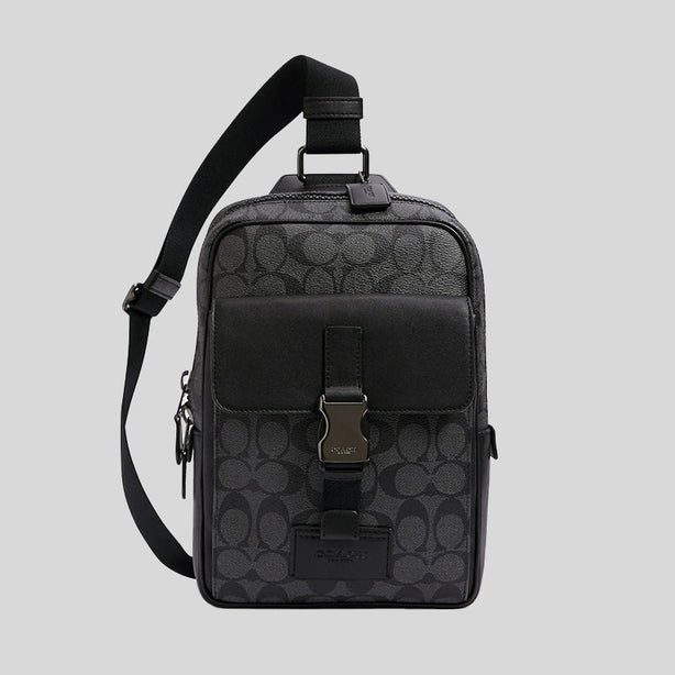 Coach Track Pack In Signature Canvas Black RS-C2711