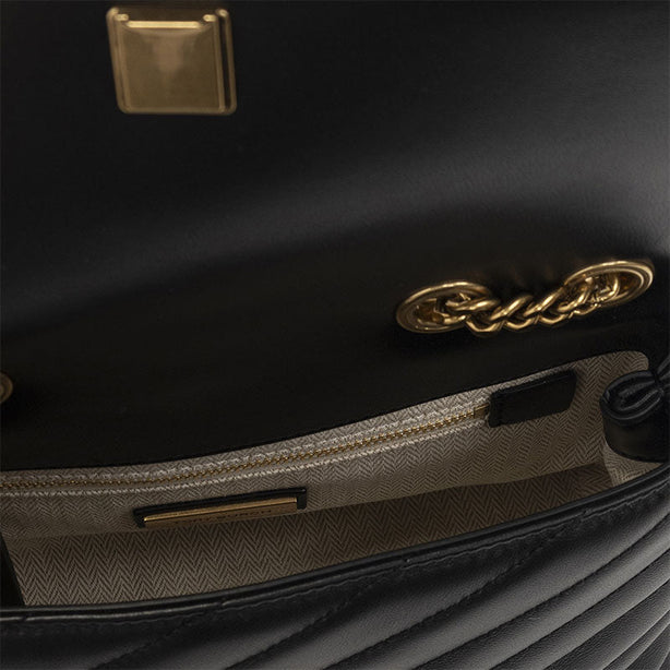 TORY BURCH Kira Small Chevron Convertible Shoulder Bag Black RS-90452