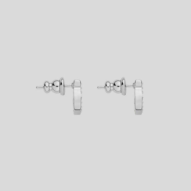 FERRAGAMO Gancini Crystals Small Earrings In Silver Color RB-696577