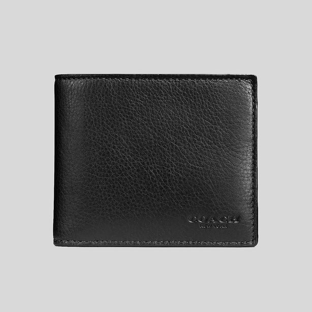 COACH Men's 3 In 1 Wallet In Smooth Calf Leather Black RS-CR911