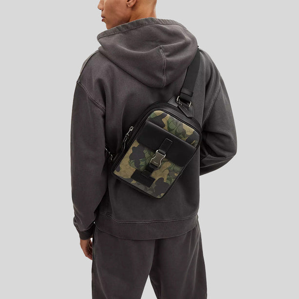 COACH Track Pack In Signature Canvas With Camo Print Green Multi RS-CL944